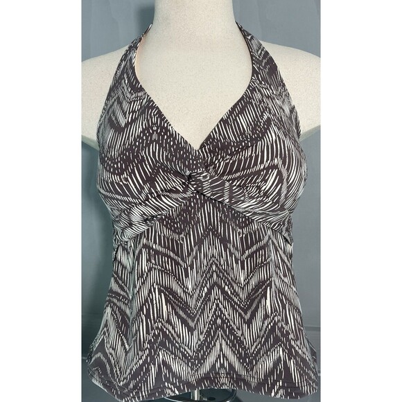 Women’s Garnet Hill Tankini‎ Halter Top Swim Brown Beige Tan Size 6 NWOT - Picture 1 of 7